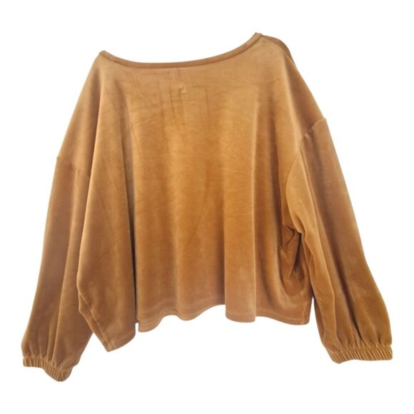 Old Navy Velvet Crop Drop Shoulder Balloon Sleeve Womens 3X Gold Mustard - Picture 3 of 10
